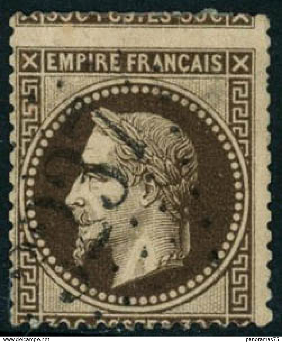 Obl. N°30 30c Brun, Spectaculaire Piquage à Cheval - TB - 1863-1870 Napoleon III With Laurels