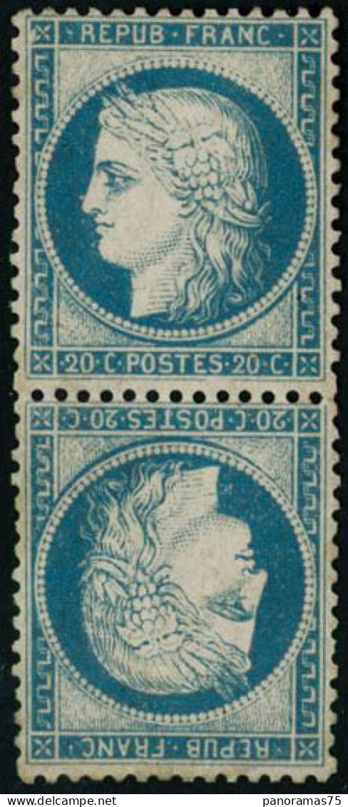 * N°37c 20c Bleu, Paire Tête-bèche - TB - 1870 Belagerung Von Paris