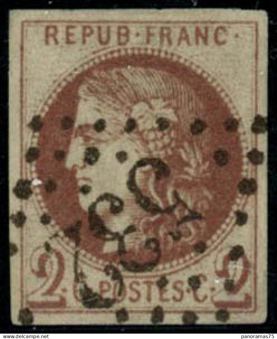 ** N°40Ad 2c Chocolat Clair R1, Impréssion Fine De Tours, Signé JF Brun, RARE - TB - 1870 Uitgave Van Bordeaux