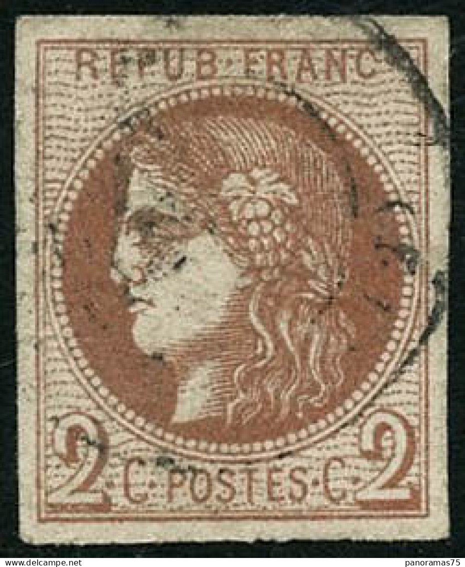 Obl. N°40B 2c Brun-rouge R2 - TB - 1870 Bordeaux Printing