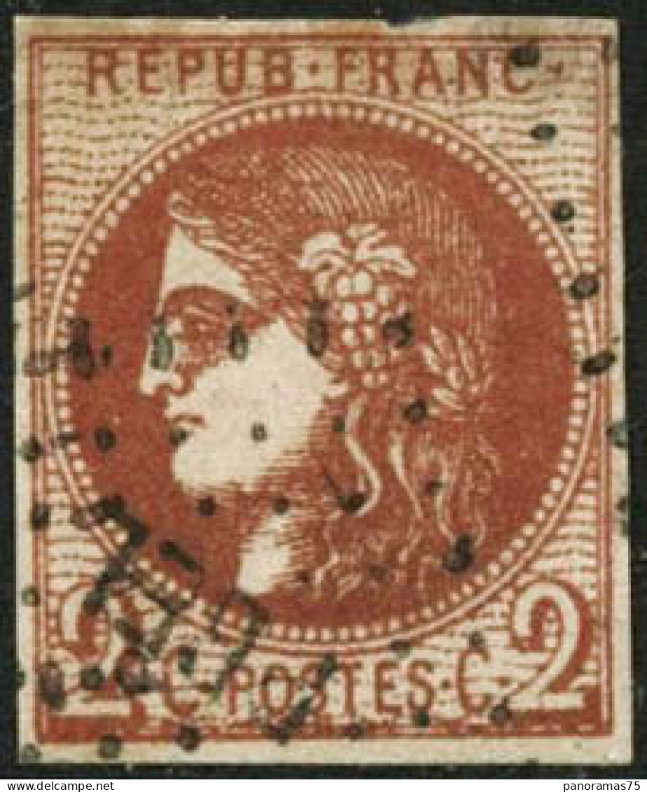 Obl. N°40Bb 2c Marron R2, Infime Pelurage - B - 1870 Bordeaux Printing