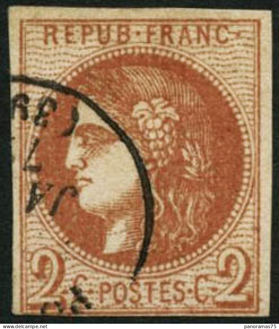 Obl. N°40Bg 2c Chocolat R2 - TB - 1870 Bordeaux Printing