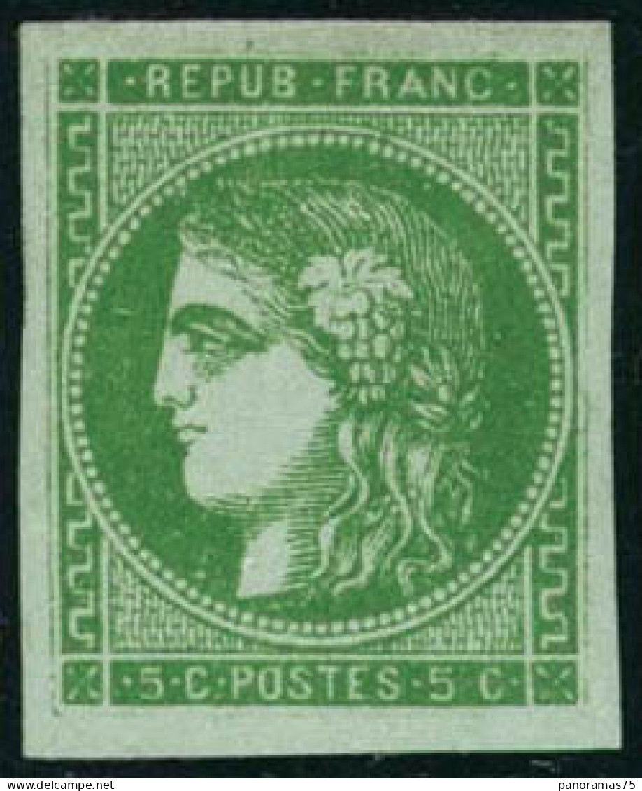 ** N°42B 5c Vert R2, Signé Brun - TB - 1870 Bordeaux Printing