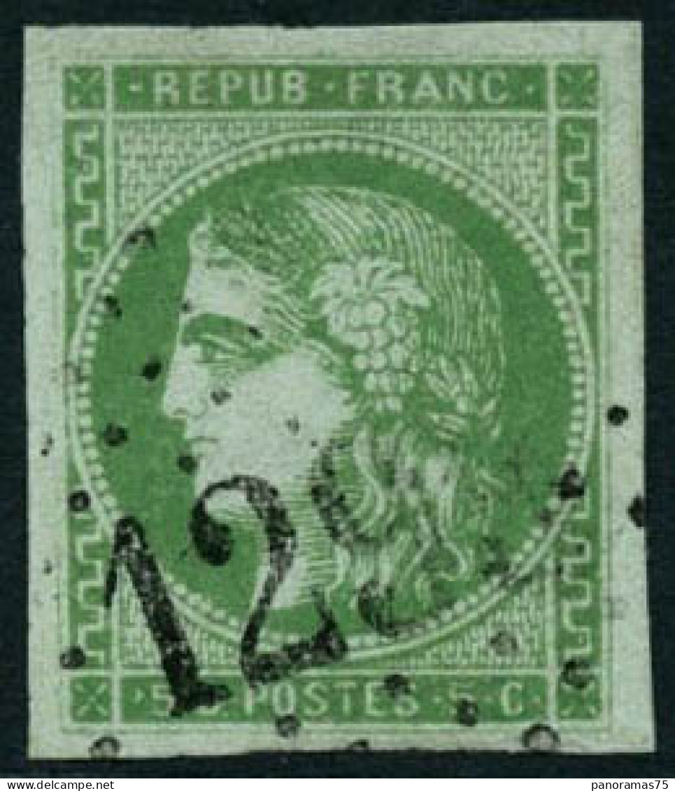 Obl. N°42B 5c Vert-jaune, R2 - TB - 1870 Emissione Di Bordeaux