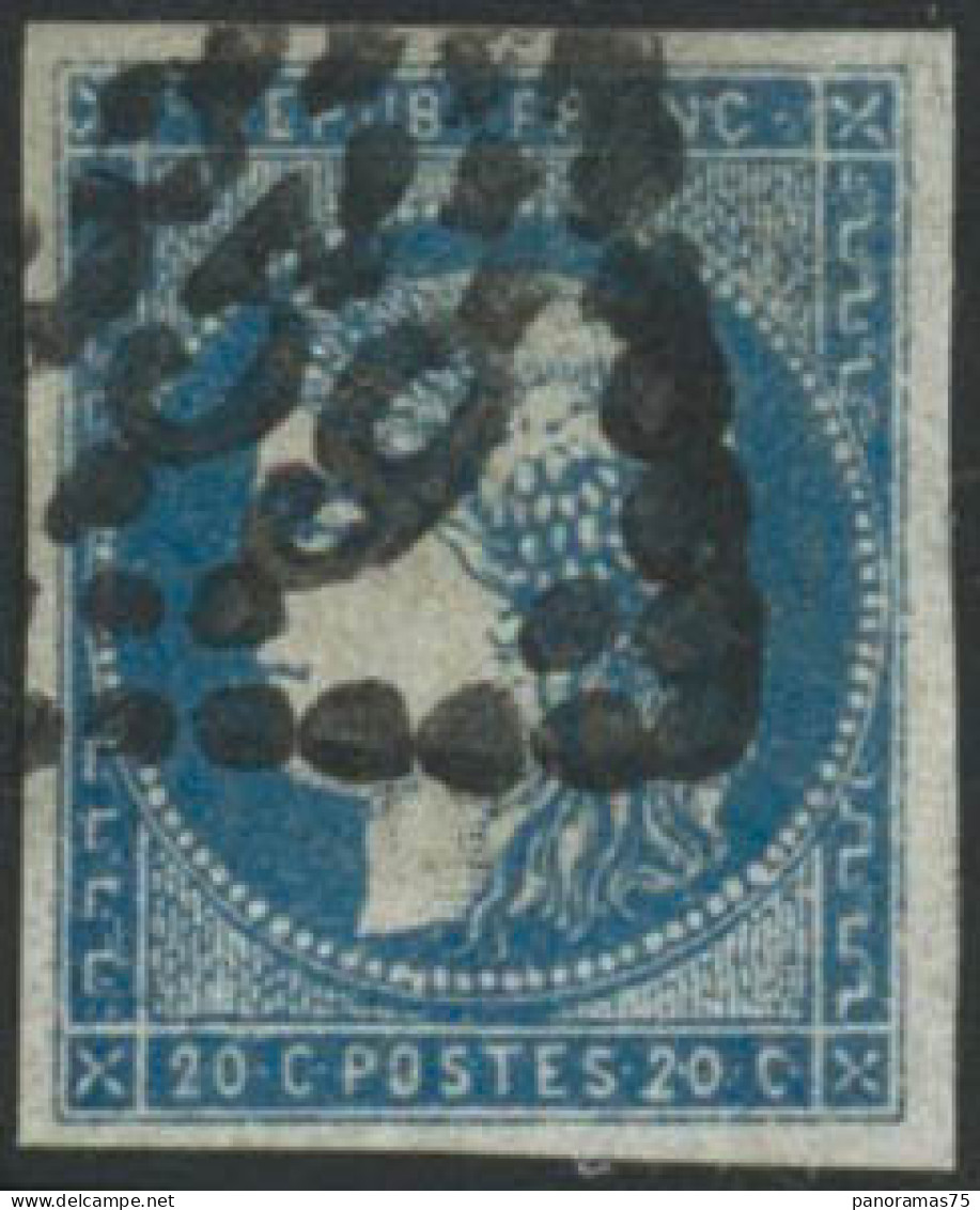 Obl. N°44A 20c Bleu, Type I R1 Signé JF Brun - TB - 1870 Emission De Bordeaux