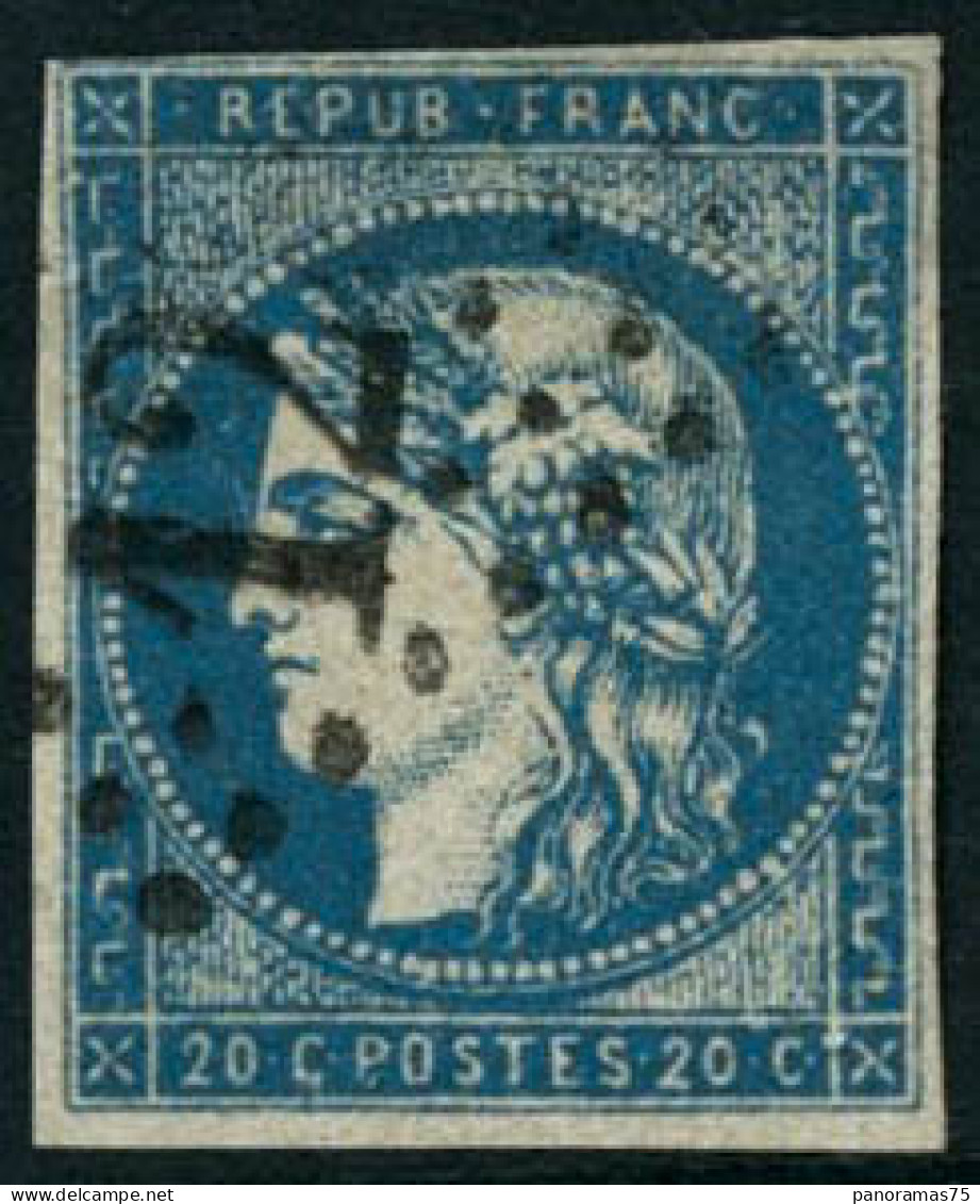 Obl. N°44Aa 20c Bleu Foncé, Type I R1 Petites Marges - B - 1870 Ausgabe Bordeaux