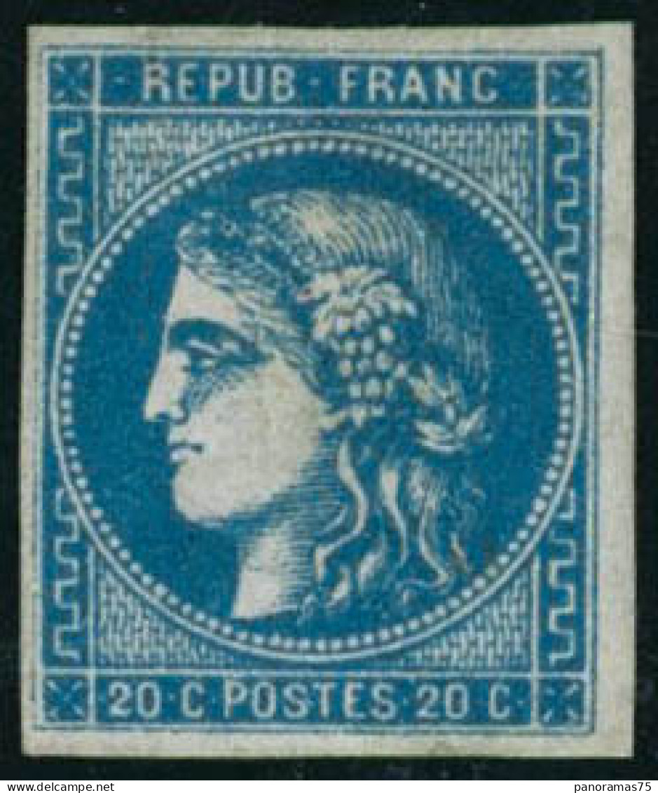 * N°46B 20c Bleu, Type III R2 , Innfime Trâce De Charnière - TB - 1870 Emission De Bordeaux