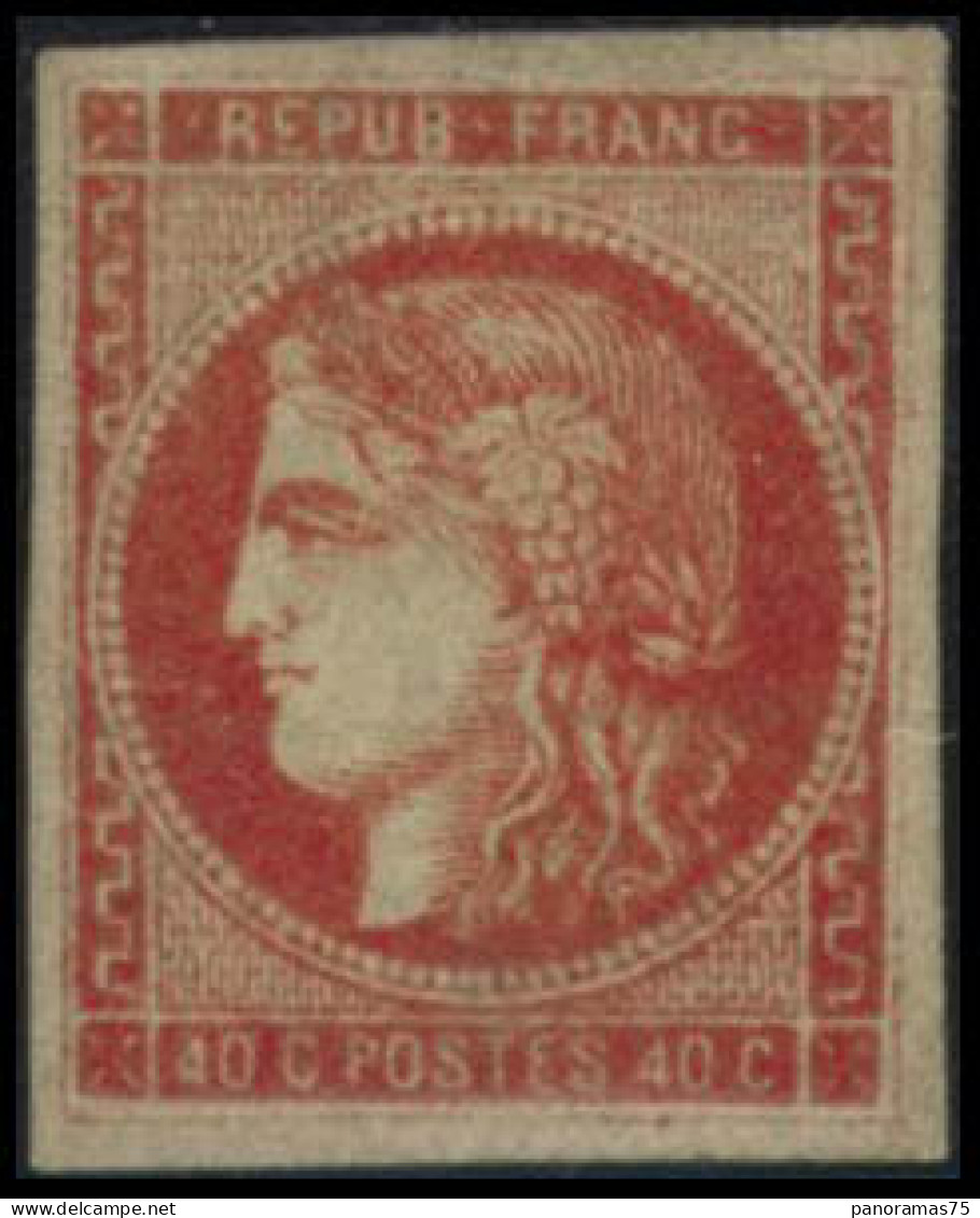 ** N°48e 40c Rouge Sang Foncé, Nuance Exceptionnelle, Très RARE Signé Calves - TB - 1870 Ausgabe Bordeaux