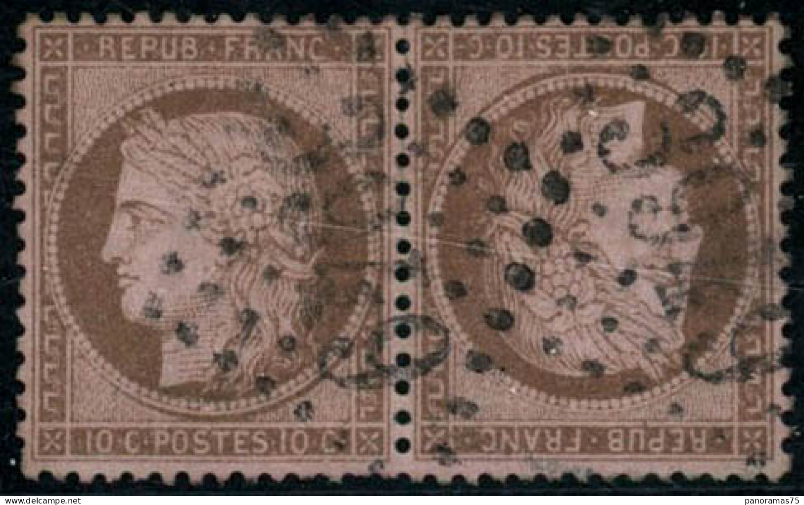 Obl. N°58c 10c Brun S/rose, Paire Tête-bèche - TB - 1871-1875 Cérès