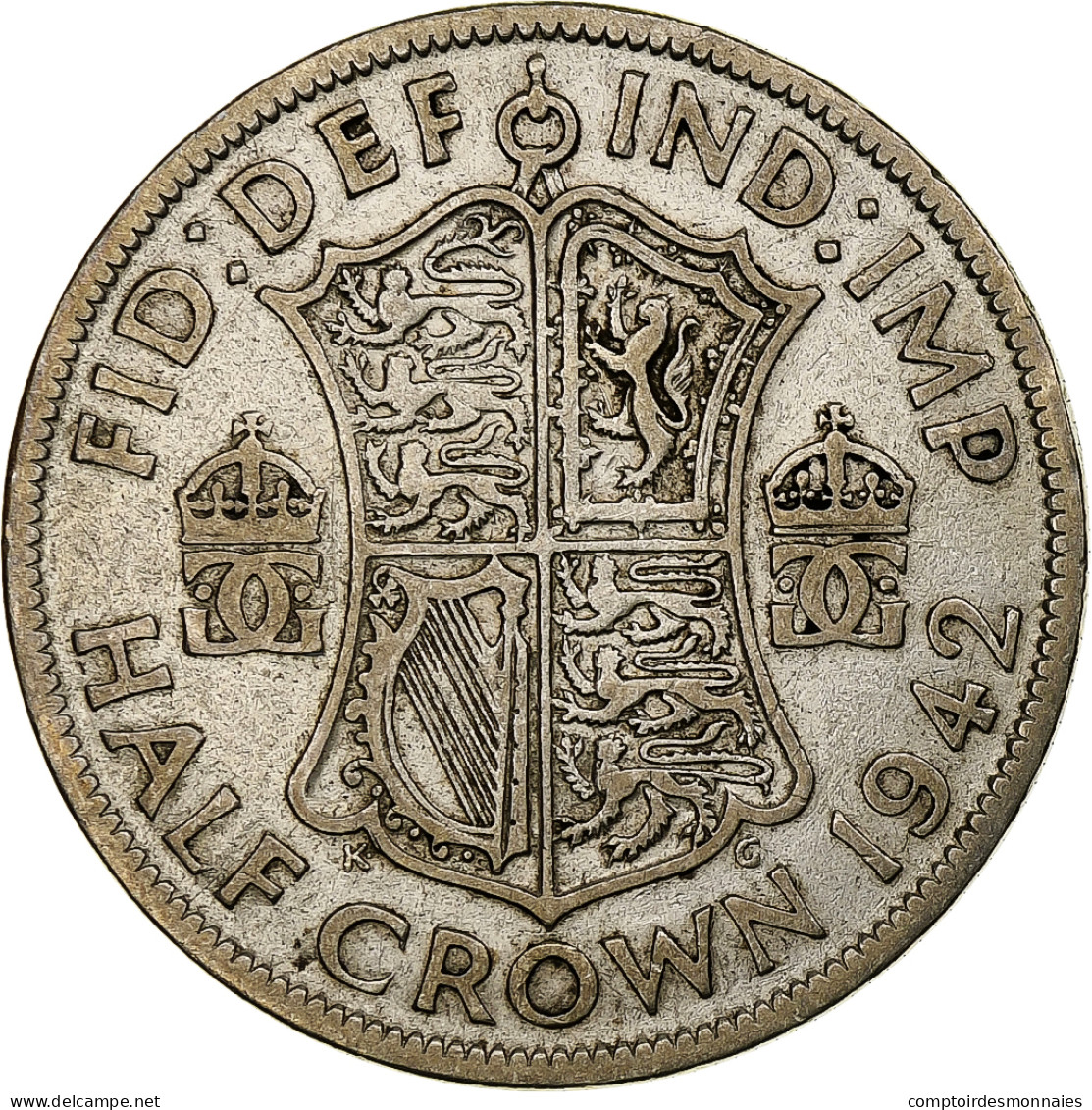 Grande-Bretagne, George VI, 1/2 Crown, 1942, Argent, TB+, KM:856 - K. 1/2 Crown