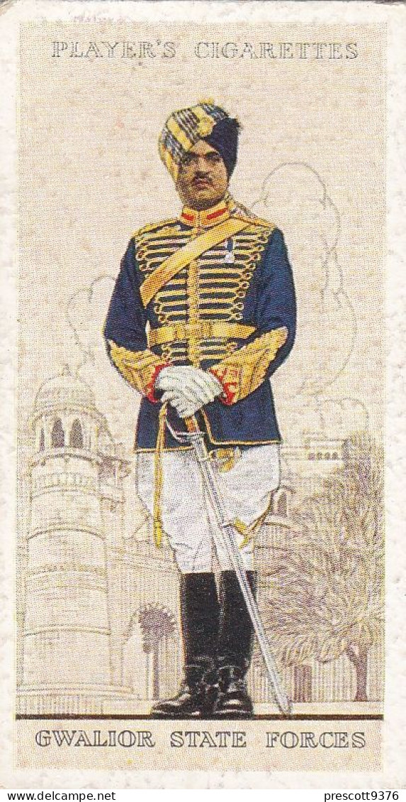 Military Uniforms British Empire 1938 - Players Cigarette Card - 31 Gwalior State Forces, India - Player's