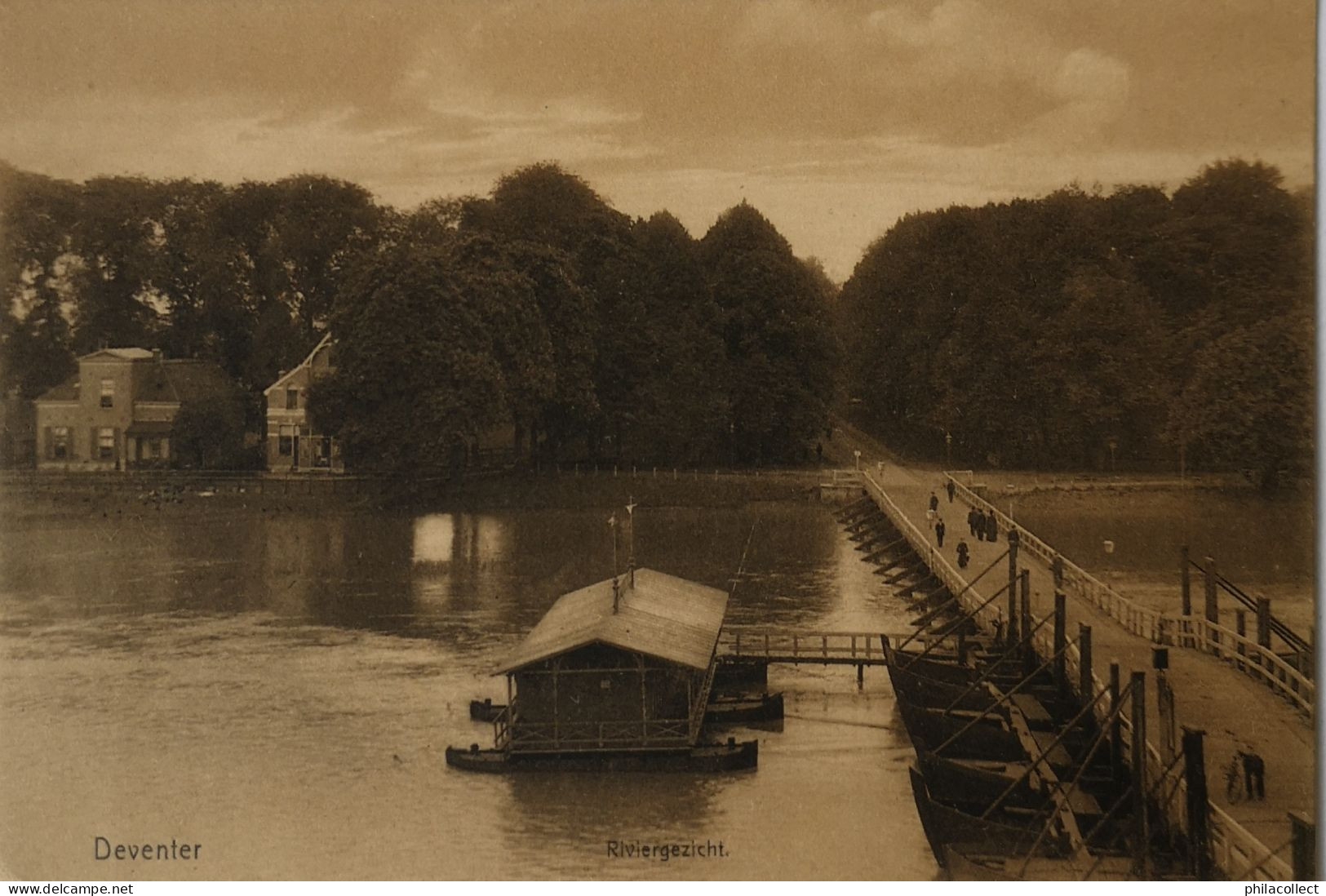 Deventer (Ov.) Riviergezicht (Schipbrug?) 19?? - Deventer