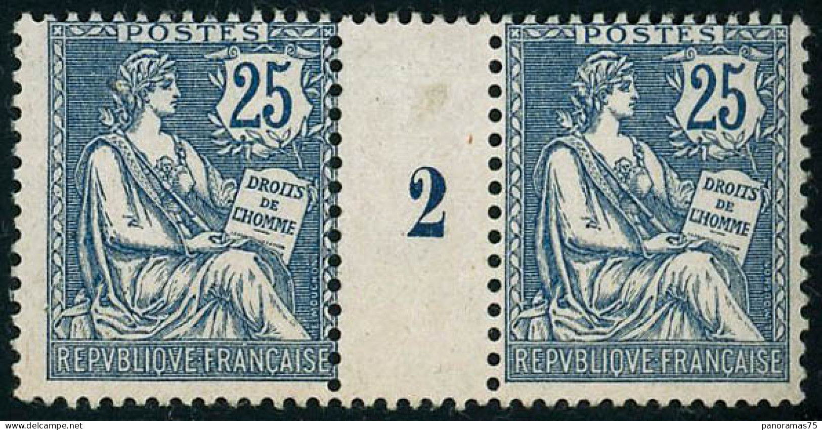 ** N°127 25c Bleu, Paire Mill 2 - TB - Millésime