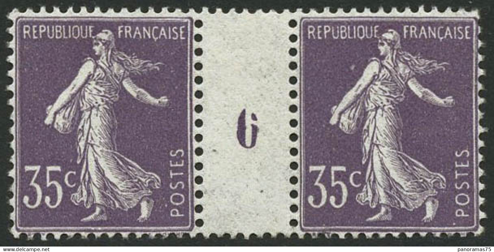 ** N°136 35c Violet, Paire Mill 6 - TB - Millésimes