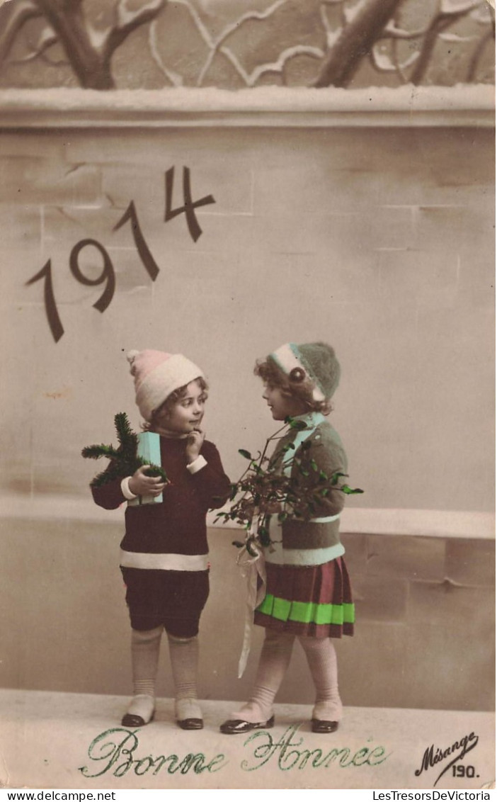 FÊTES ET VOEUX - Bonne Année 1914 - Deux Enfants Dans La Rue Discutant - Colorisé - Carte Postale Ancienne - Neujahr