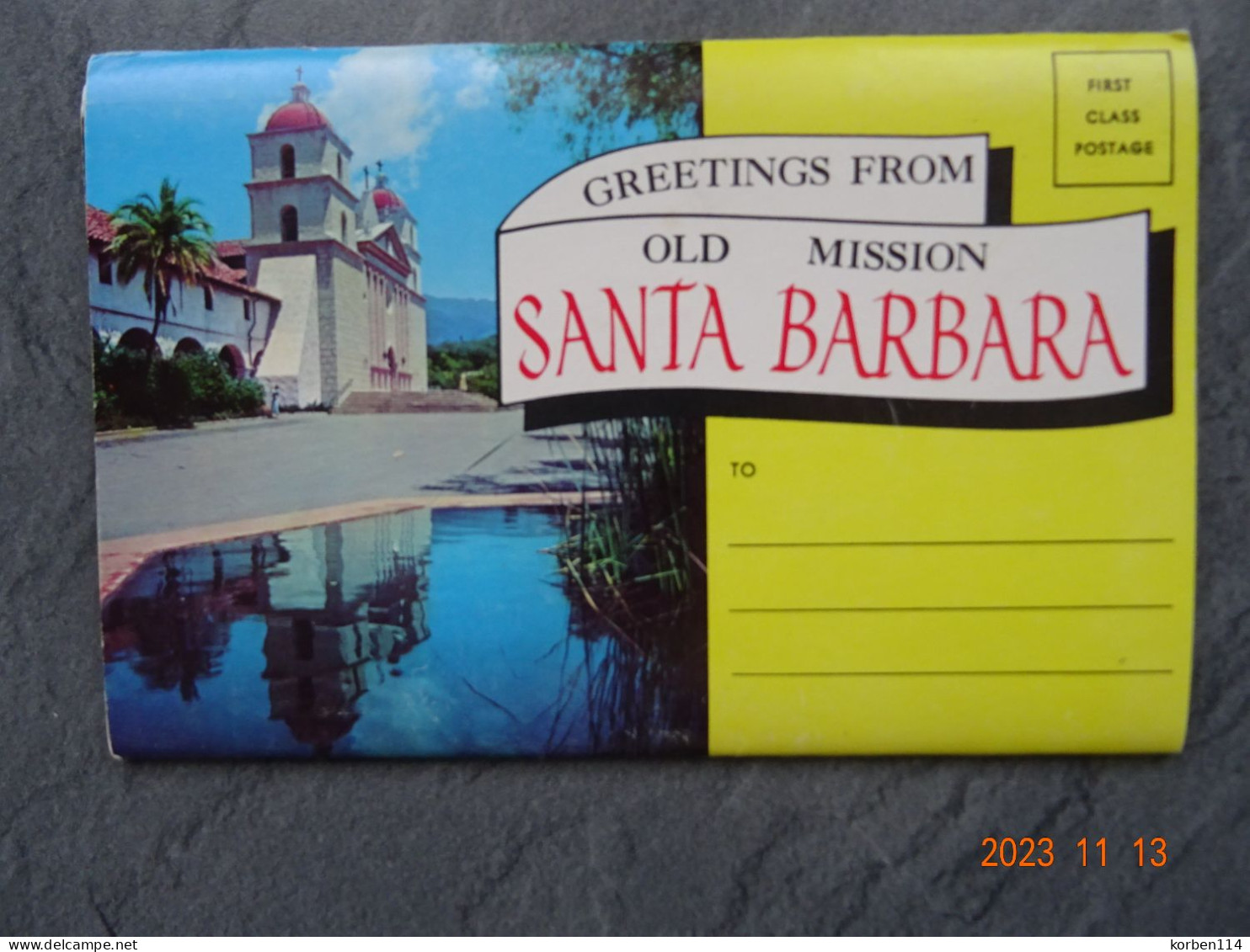 GREETINGS FROM OLD MISSION SANTA BARBARA OUD BOEKJE  15,0   X  10,00  CM - Santa Barbara