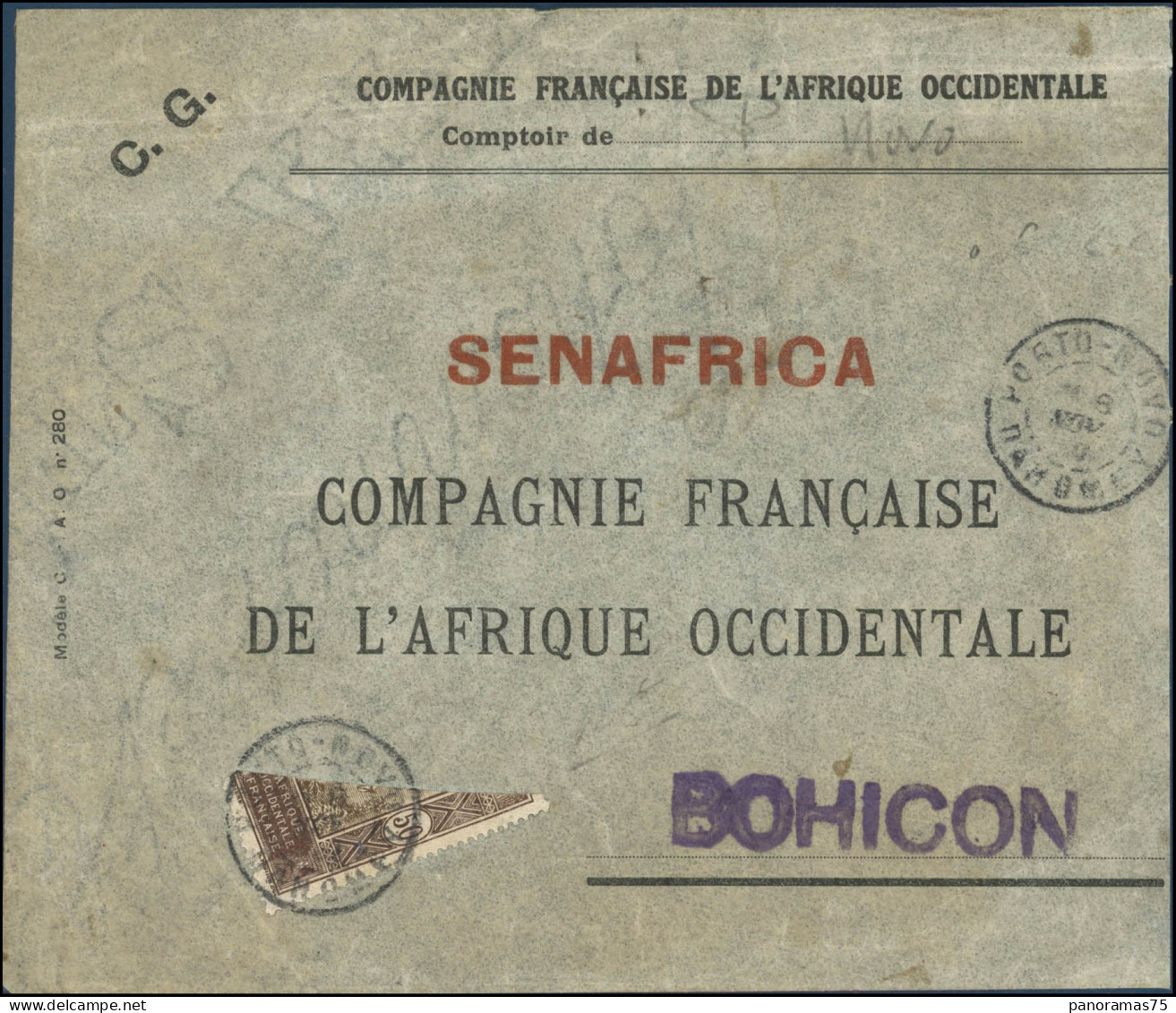 Lettre N°55Aab Moitié De 50c Brun-lilas Et Brun S/lettre De Porto-Npvo Dahomey - TB - Autres & Non Classés