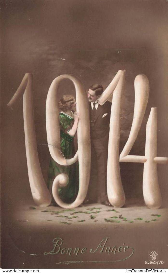 FÊTES ET VOEUX - Bonne Année 1914 - Un Couple Se Regardant - Colorisé - Carte Postale Ancienne - New Year