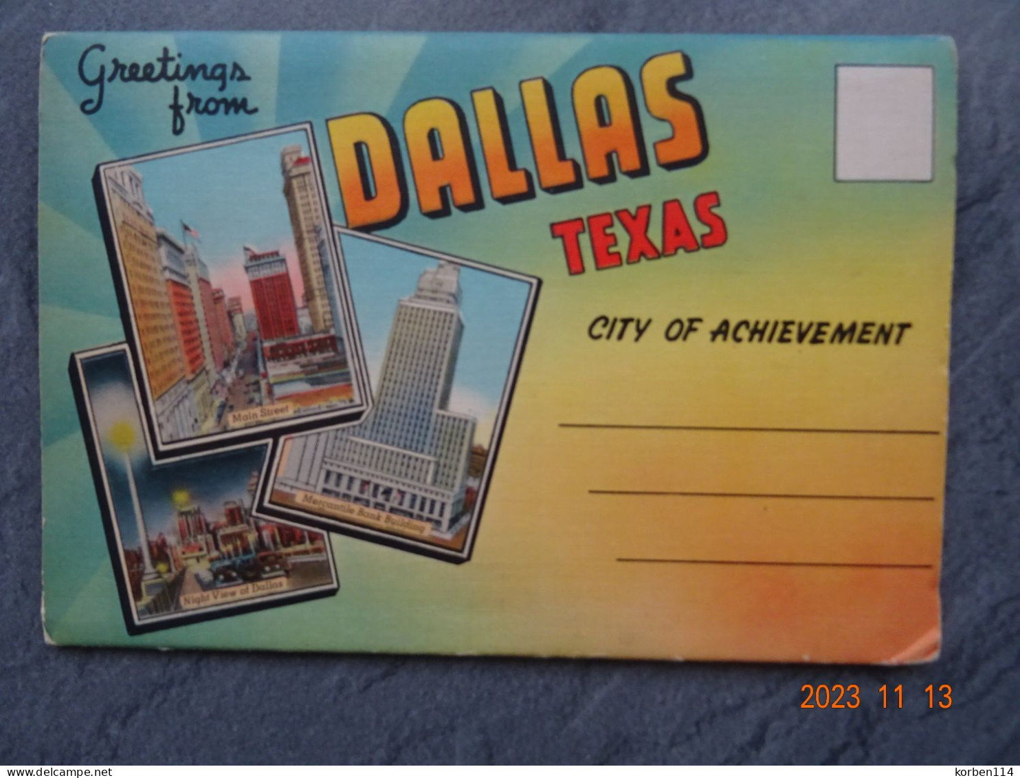 GREETINGS FROM DALLAS  TEXAS  OUD BOEKJE  15,50   X  10,50  CM - Dallas