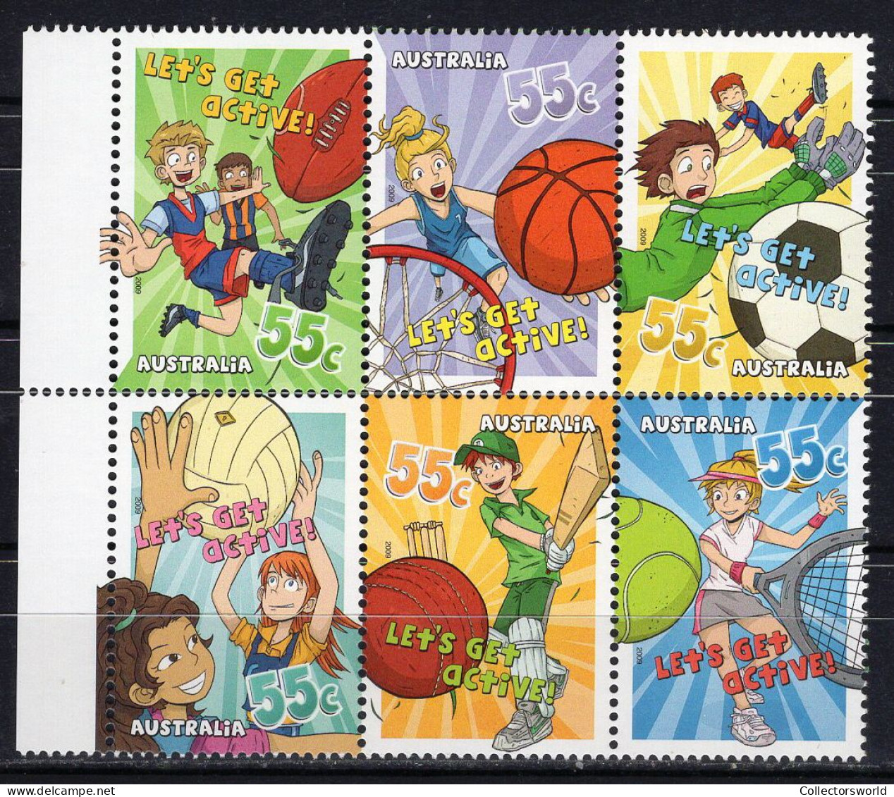 Australia Serie 6v 2009 Let's Go Active Sports Tennis Football Soccer Basketball MNH - Mint Stamps