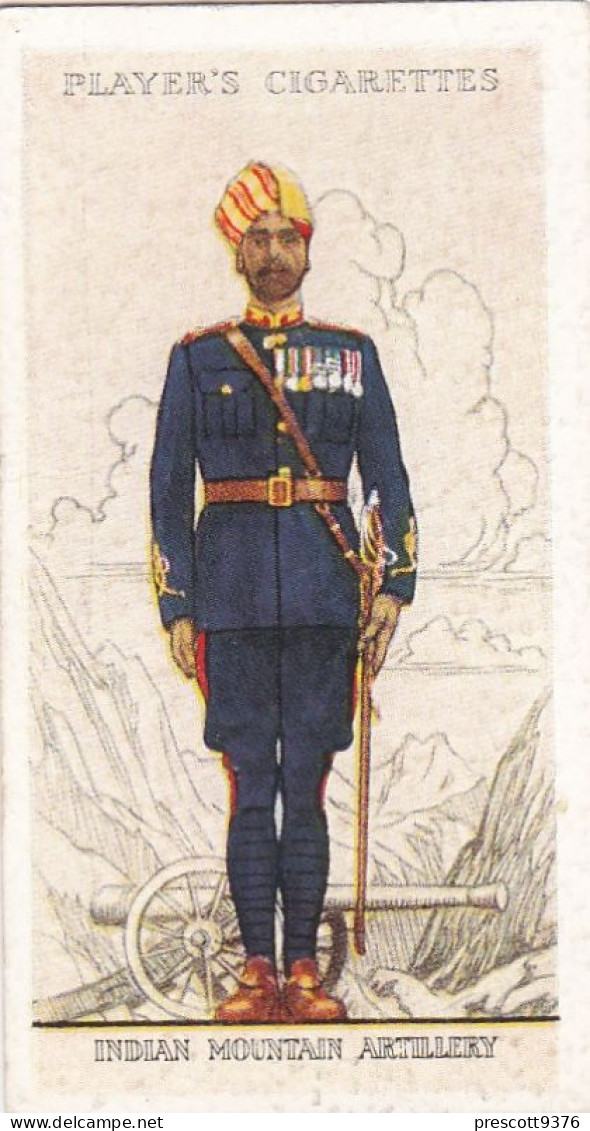 Military Uniforms British Empire 1938 - Players Cigarette Card - 25 Mountain Artillery , India - Player's