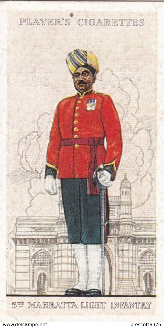 Military Uniforms British Empire 1938 - Players Cigarette Card - 18 Mahratta Light Infantry, Indian Army - Player's