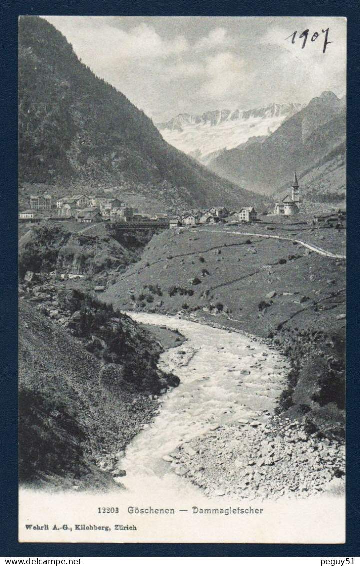 Uri. Göschenen. Dammagletscher. Glacier Damma. Panorama Du Village Avec L'église Maria Himmelfahrt. 1907 - Göschenen