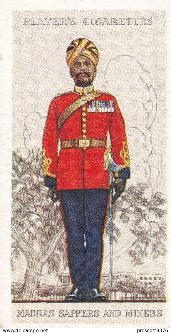 Military Uniforms British Empire 1938 - Players Cigarette Card - 17 Madras Sappers & Miners, Indian Army - Player's