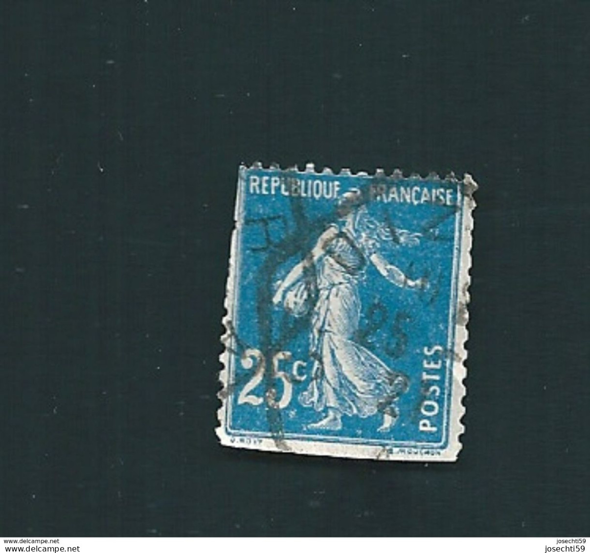 N° 140 Aa (catalogue RGP ) Dentelé Trois Cotés (bord De Feuille)  Semeuse Fond Plein Bleu France Oblitéré 1907 - Used Stamps