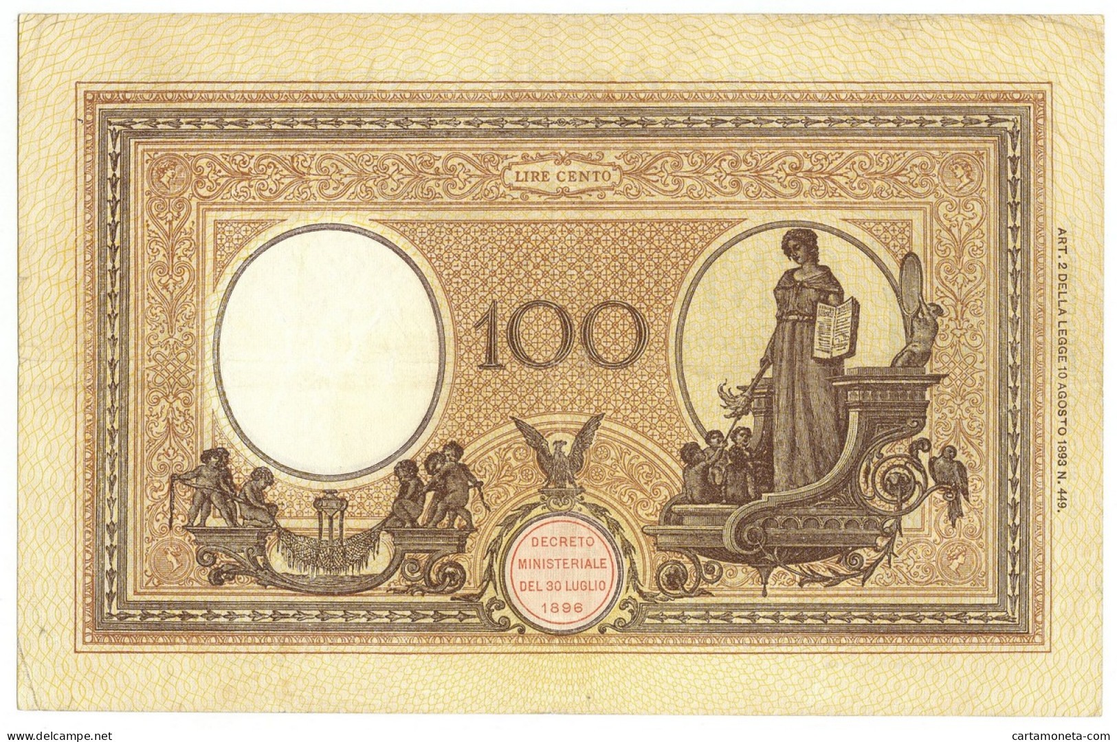 100 LIRE BARBETTI GRANDE B AZZURRO TESTINA DECRETO 08/08/1926 BB - Regno D'Italia – Other