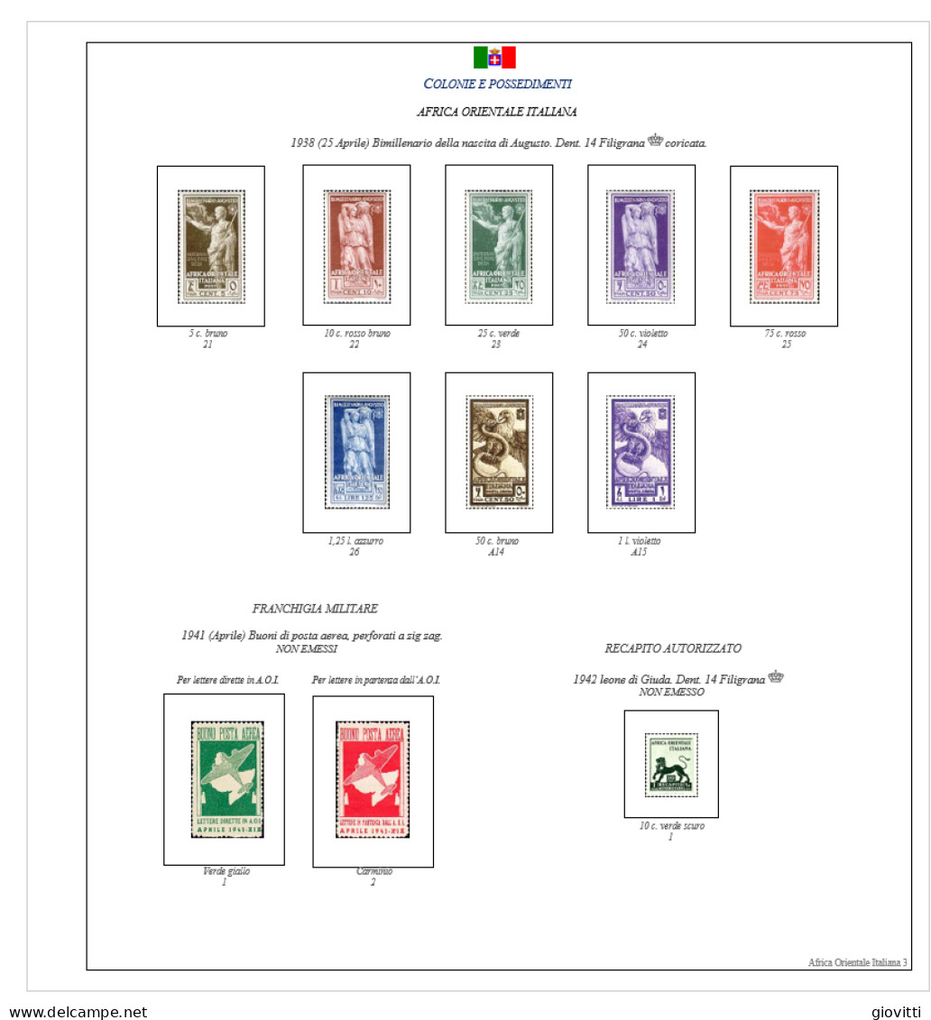 AFRICA ORIENTALE ITALIANA, Fogli Autocostruiti. - Kisten Für Briefmarken