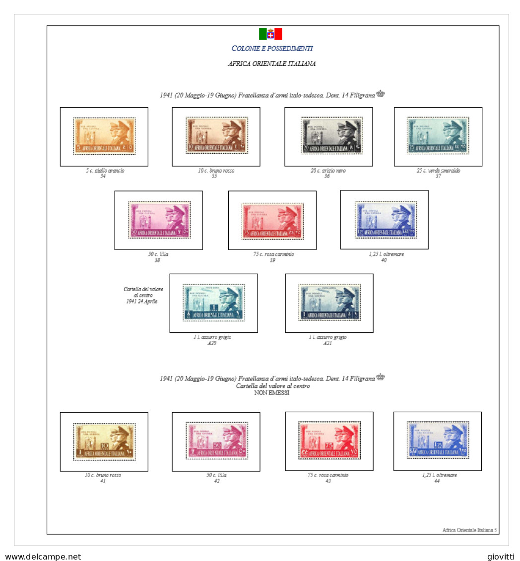 AFRICA ORIENTALE ITALIANA, Fogli Autocostruiti. - Kisten Für Briefmarken