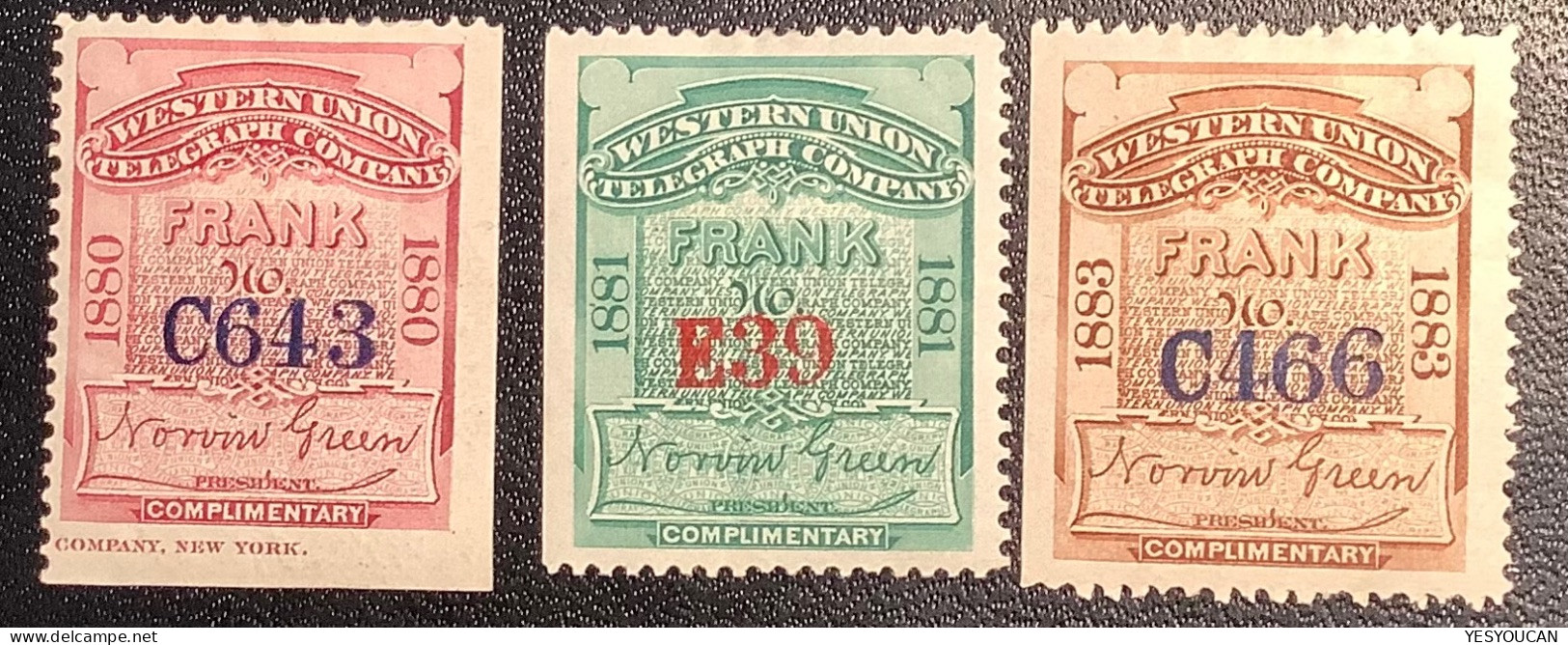 US Telegraph Stamps: Western Union Company 1871-94, Sc.16T10-11-13 VF Mint * O.g, Scarce ! (USA Telegraphe - Télégraphes