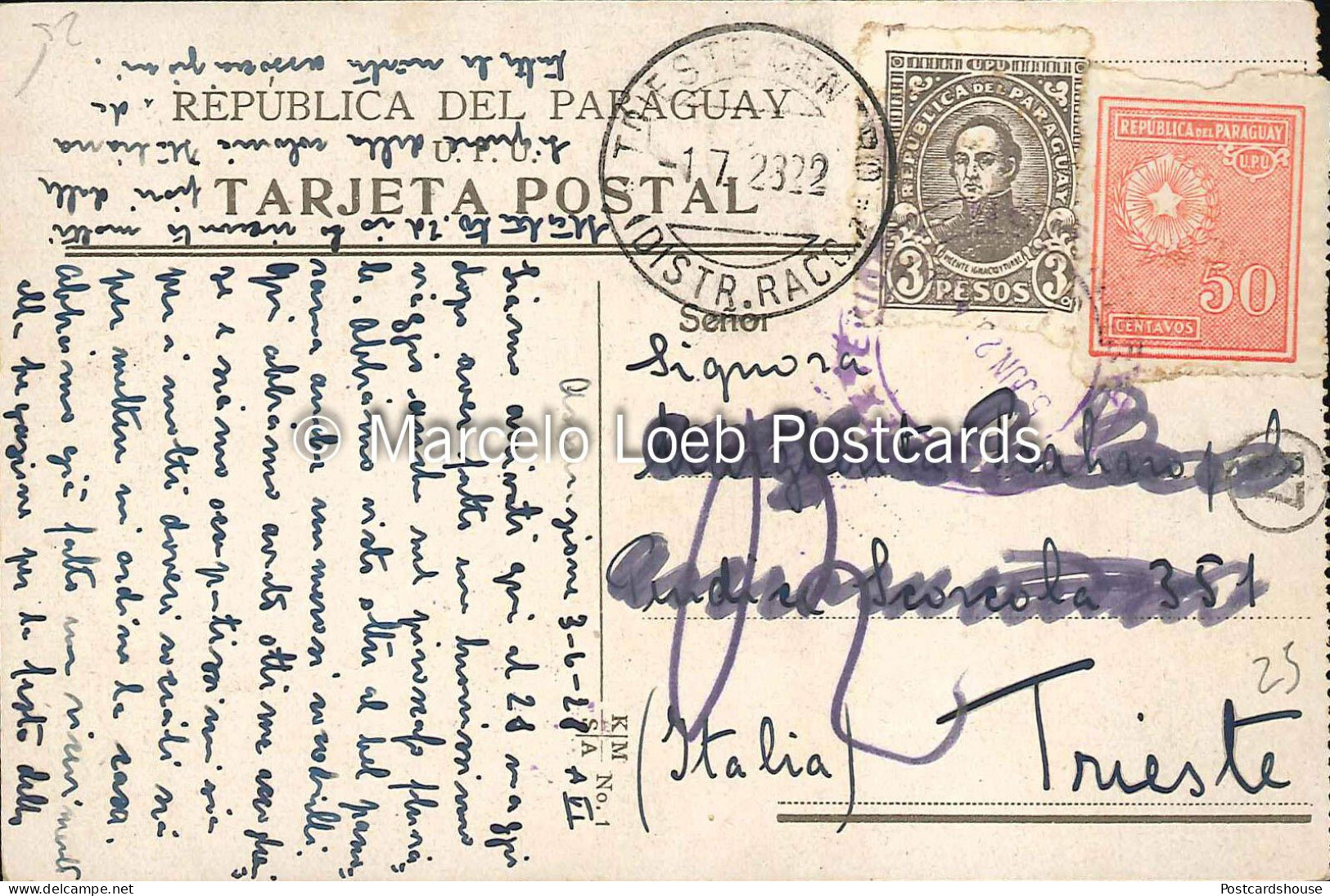 PARAGUAY ASUNCION CALLE GARIBALDI ESQUINA PALMA FACULTAD DE MEDICINA 1928 - Paraguay