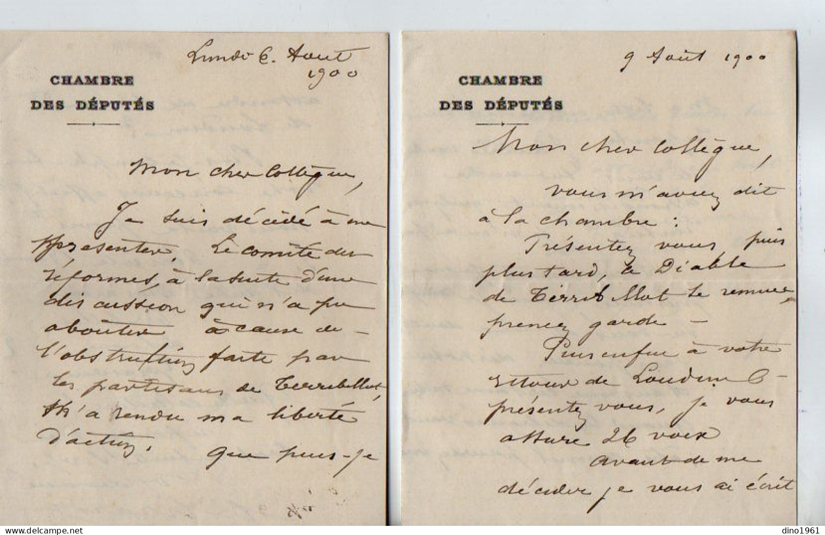 VP22.470 - PARIS 1900 - LAS - 2 Lettres De M. A. GIRARDIN,Député Et Maire De POITIERS à M.RIDOUARD,Député De La Vienne - Politiques & Militaires