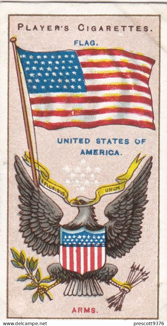 4 United States Of America  - Countries Arms & Flags 1905 - Players Cigarette Card - Original - Vexillology - Antique-VG - Player's