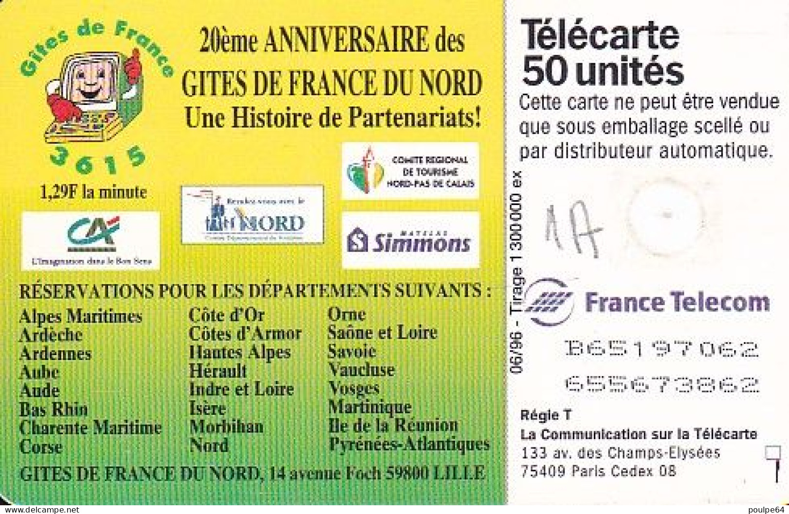 F659 06/1996 - GîTE DE FRANCE NORD - 50 GEM1A - 1996