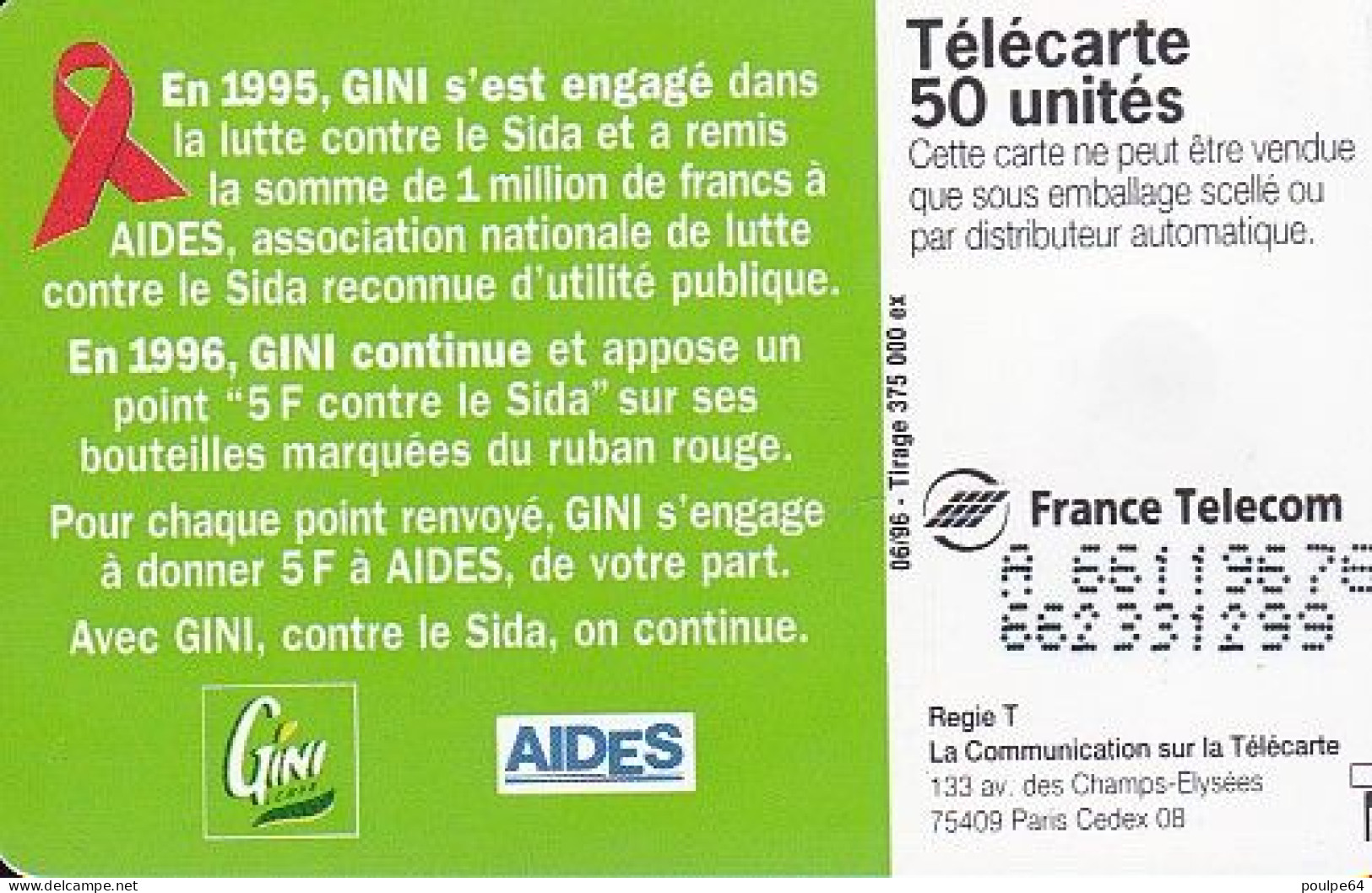 F664 06/1996 - GINI " Filles " - 50 SO3 - 1996