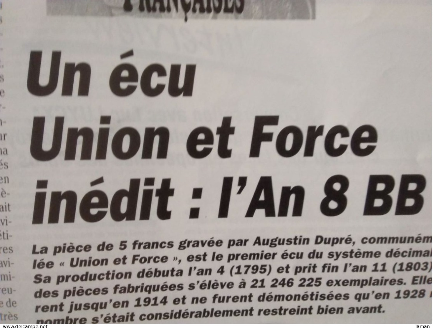 Numismatique & Change - Euros Temporaires - Ecu Union Et Force - Impression Des Billets Euro - Français