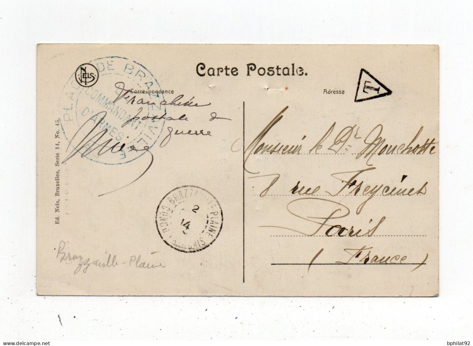 !!! CONGO, CPA DE BRAZZAVILLE DE 1914 POUR PARIS, TAXEE - Briefe U. Dokumente