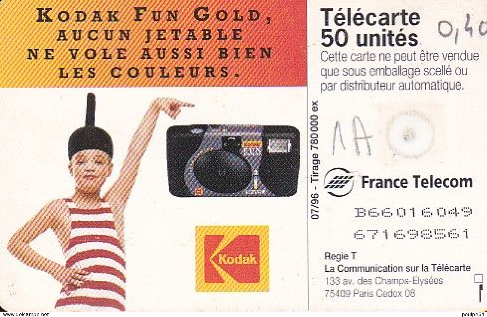 F669 07/1996 - KODAK " Jetable " - 50 GEM1A - 1996