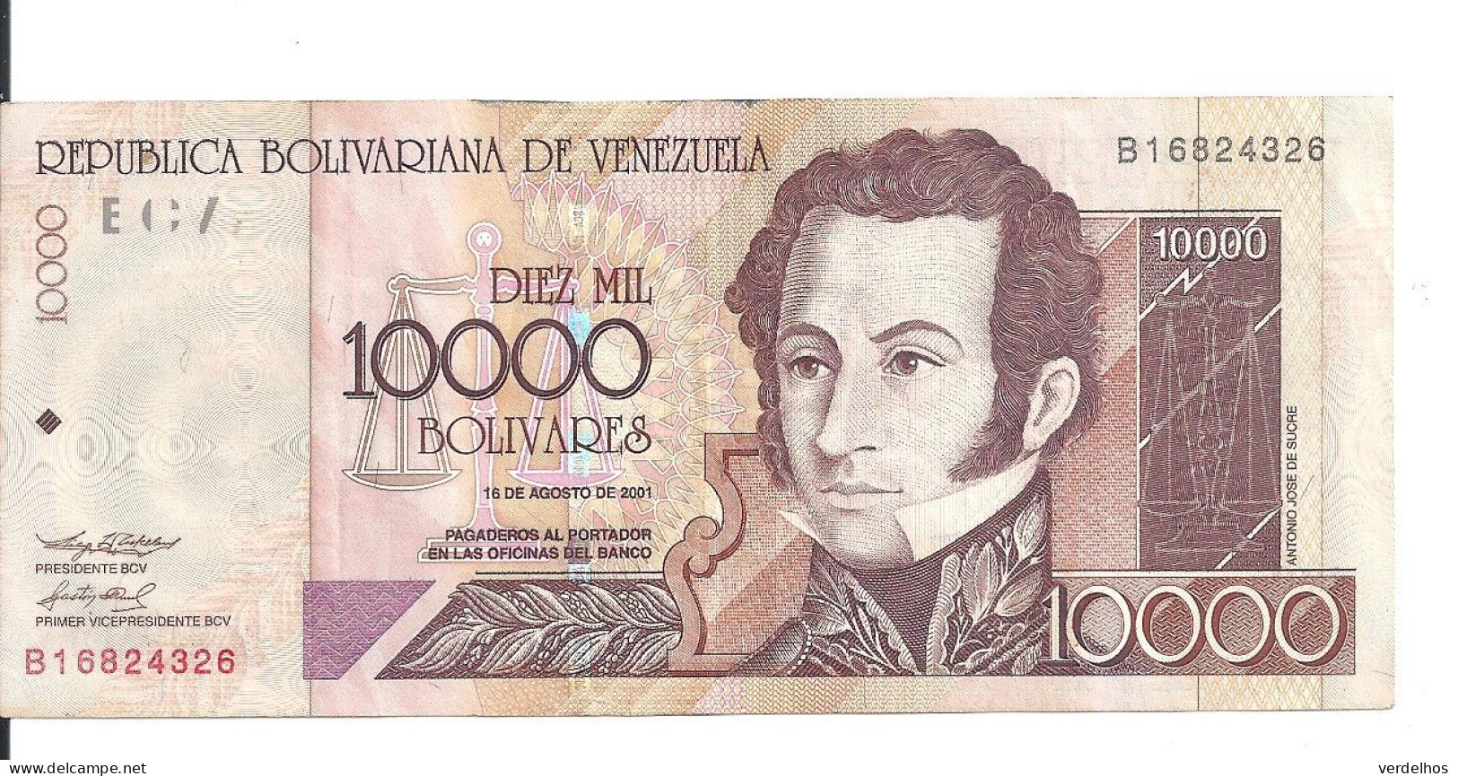 VENEZUELA 10000 BOLIVARES 2001 VF P 85 B - Venezuela