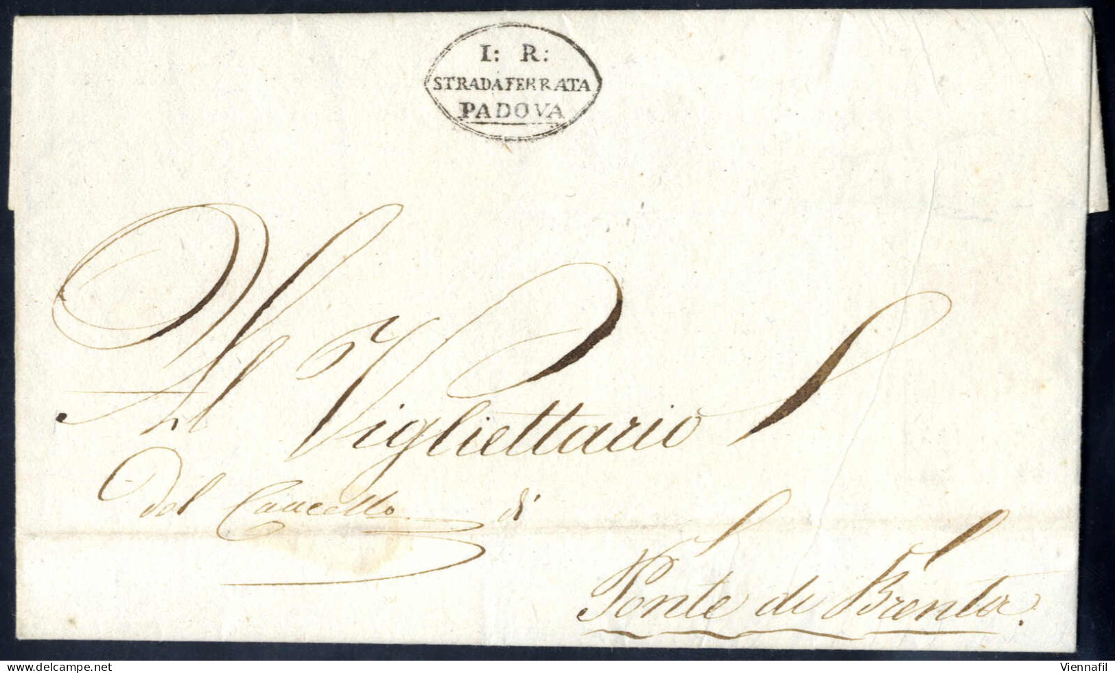 Cover 1843, Lettera Da Padova Il 3.10 Per Ponte Di Brenta Con Annullo Di Servizio "I: R: STRADA FERRATA" - Lombardo-Veneto