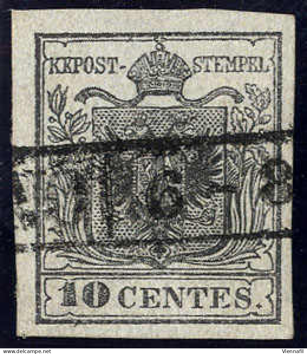 O 1850, 10 Cent. Grigio Nero, Primo Sottotipo, Carta A Mano, Grandi Margini, Cert. Ferchenbauer (Sass. 2c) - Lombardy-Venetia