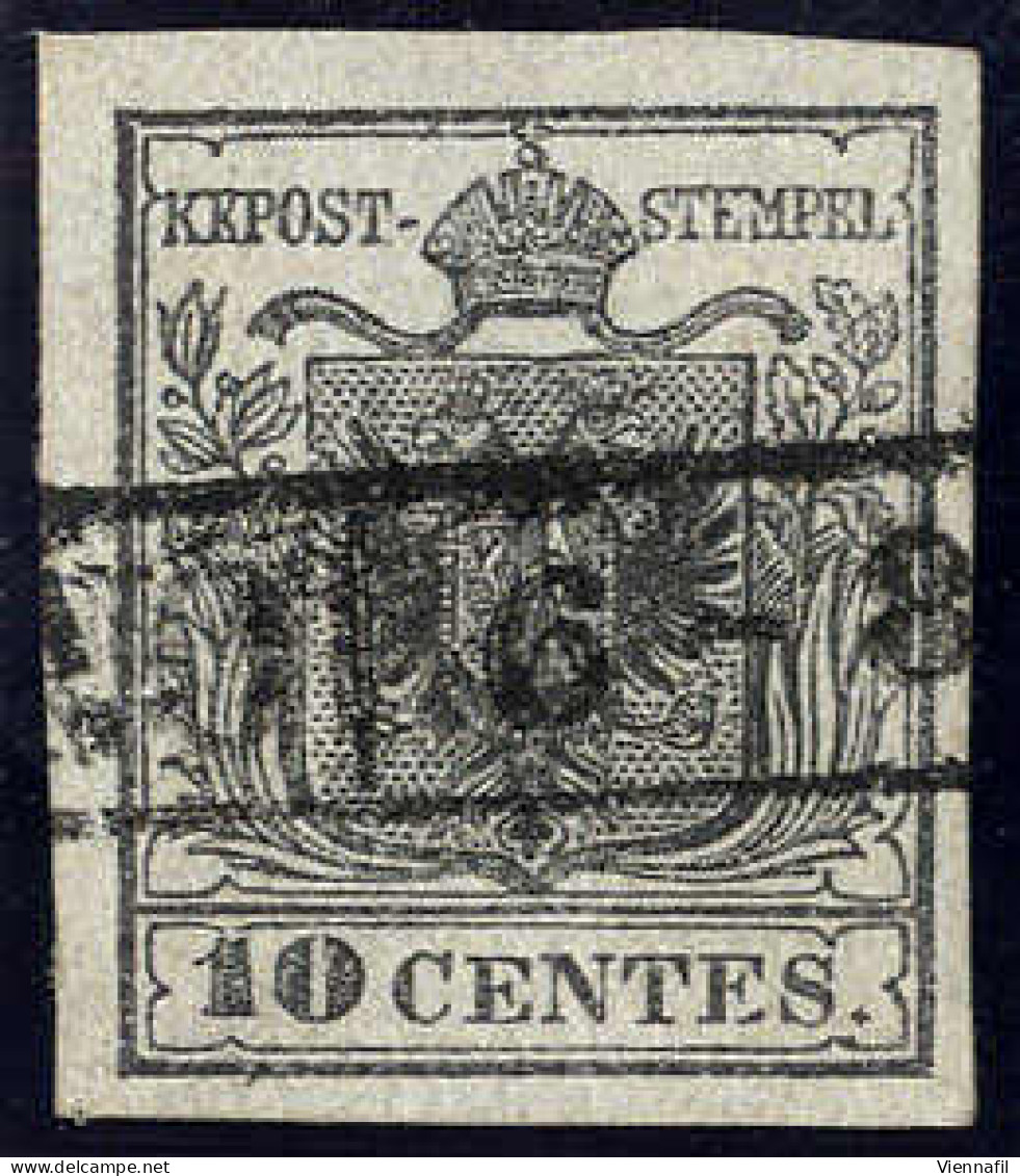 O 1850, 10 Cent. Grigio Nero, Primo Sottotipo, Carta A Mano, Grandi Margini, Cert. Ferchenbauer (Sass. 2c) - Lombardije-Venetië