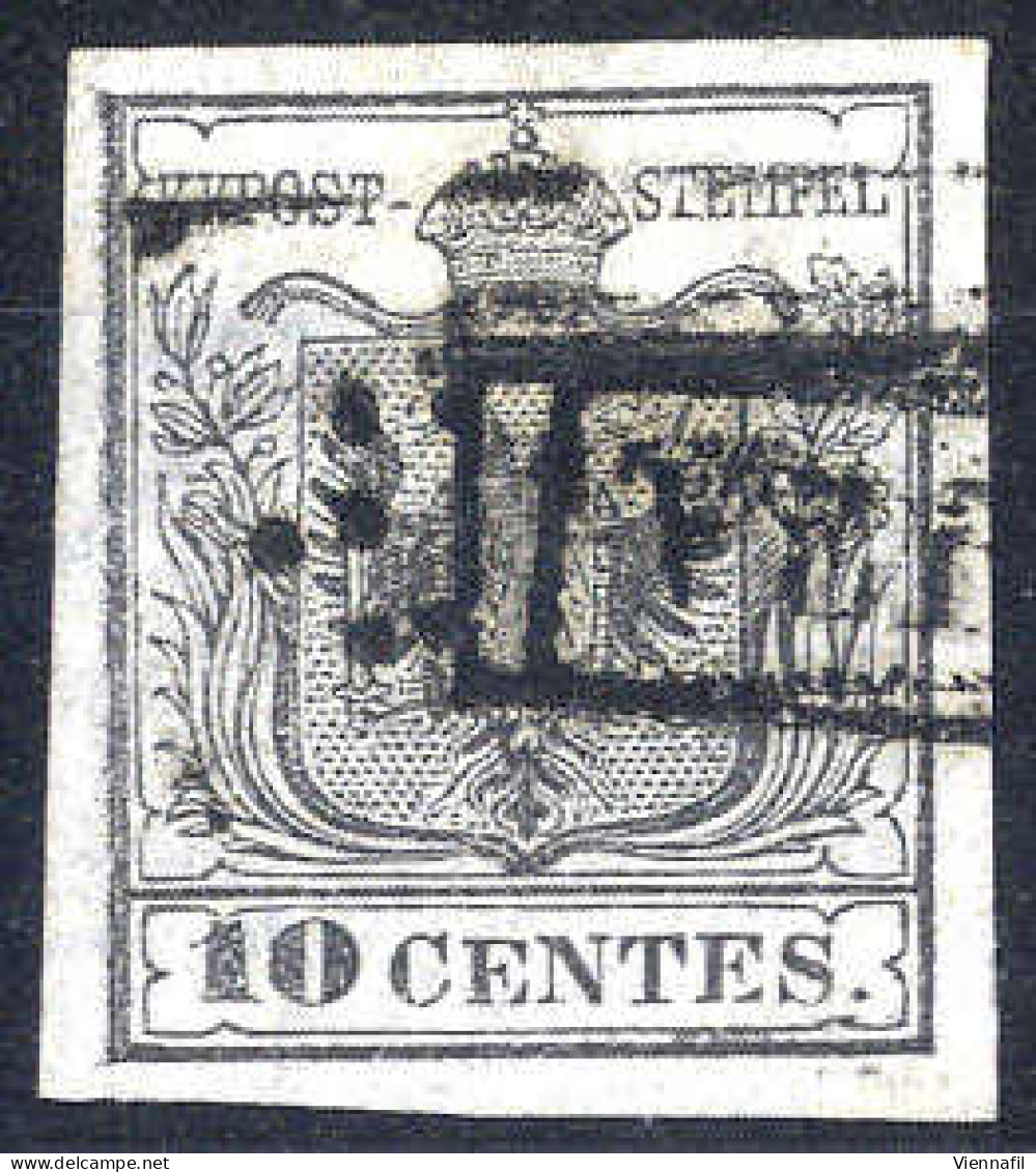 O 1850, 10 Cent. "grigio Argenteo", Usato, Firm. E. Diena, Cert. Goller (Sass. 2a / 2400,-) - Lombardije-Venetië