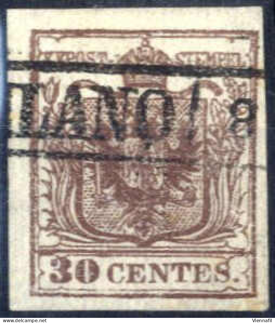 O 1850, 30 C Bruno Carta A Mano Timbrato (MI)LANO, Firmato Ferchenbauer, ANK 4 HP - Lombardo-Venetien