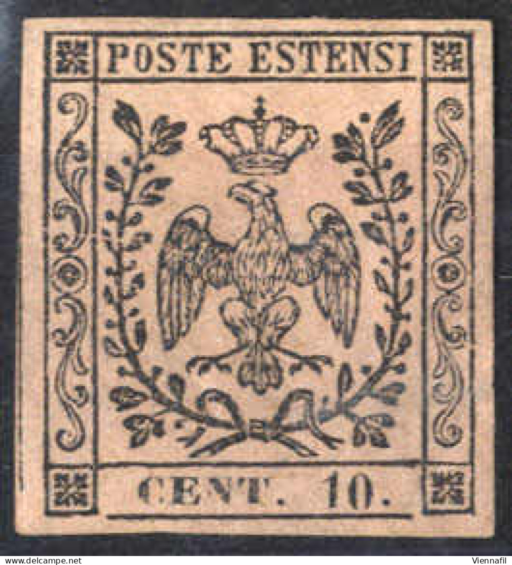 * 1852, 10 C. Rosa Con Punto Dopo La Cifra, Firmata Richter, Sass. 9 / 800,- - Modena