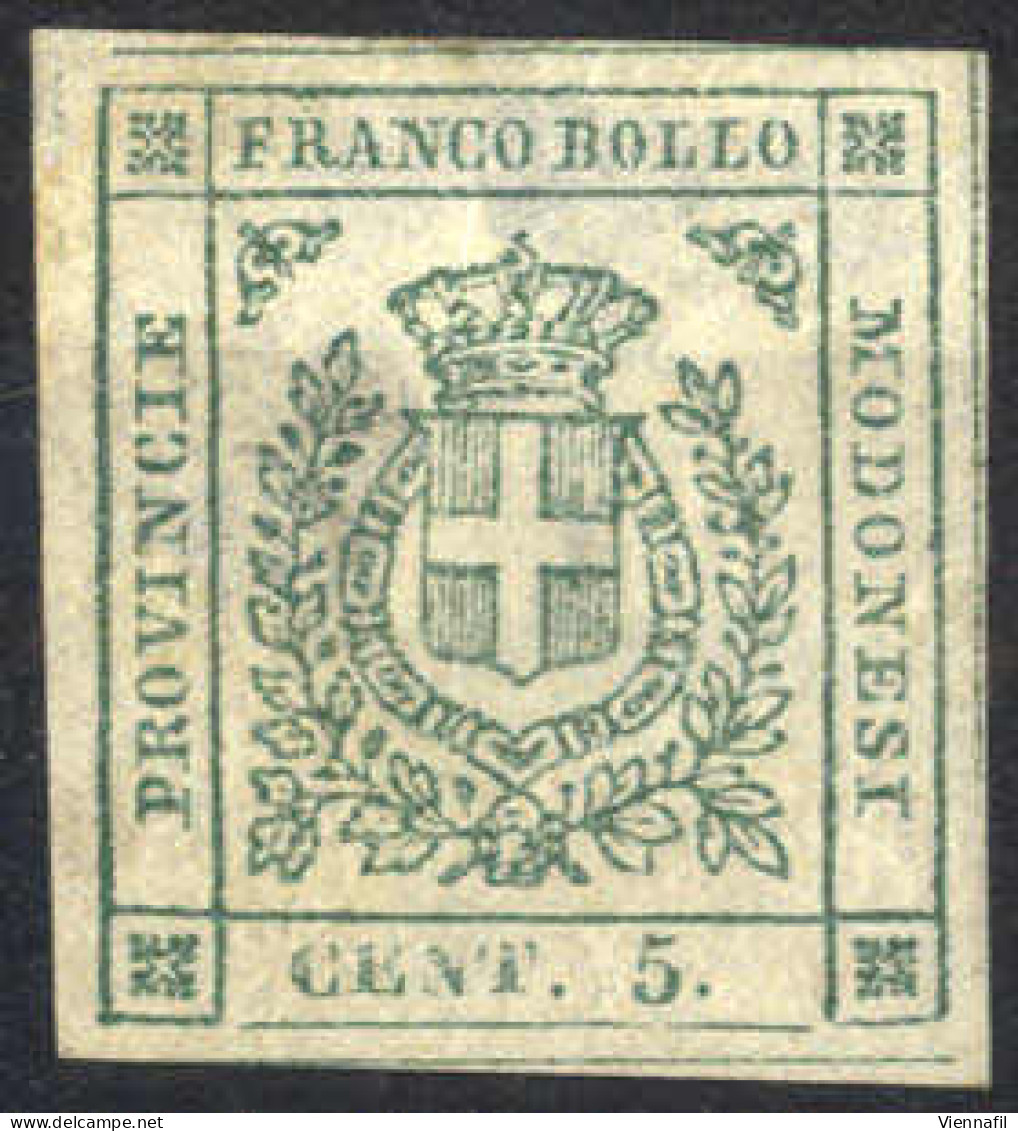 * 1859, Governo Provvisorio, 5 C. Verde, Gomma Parziale, Sass. 12 / 2400,- - Modène