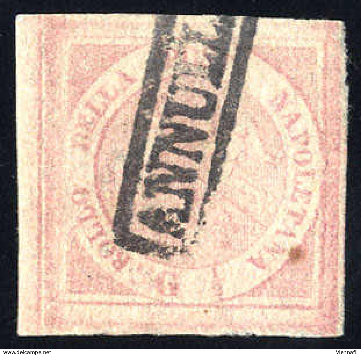 O 1858, ½ Grano Rosa, II Tavola, Varietà "senza Filigrana", Cert. Cardillo (S. 2c-var.2f / 2000,-) - Neapel